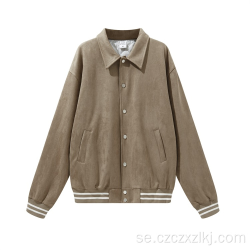 Lapel Suede Plus Size Size Men's Jacket Baseball Jersey